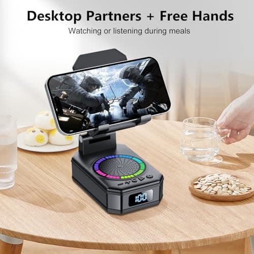 Gifts for Men Women, 4‑in‑1 Phone Stand with Bluetooth Speaker, RGB Lights — view 6