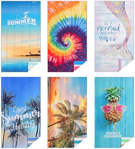 Casa Platino 6-Pack Microfiber Beach Towels – Extra Large 71"x32", Quick-Dry, Sand-Free & Lightweight – Soft, Double-Sided Swim, Pool & Travel Towels for Men, Women, Kids & Beach Essentials – Marsa