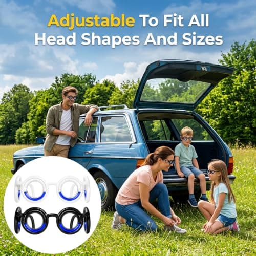 2 Pairs Motion Sickness Glasses, Travel Sickness Glasses, Relieve Car Sickness Seasickness Airsickness, Unisex for Adults & Kids (Blue & Black) — view 5