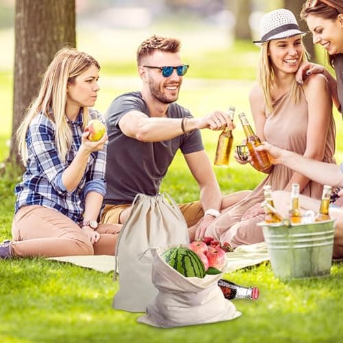 Cotton Laundry Bag, Washable Drawstring Laundry Pounch Stuff Bag Dirty Clothes Storage Bag for College Dorm Travel(30x40cm) — view 6