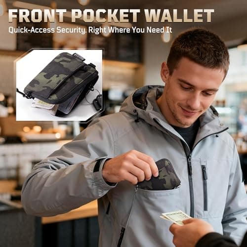 1TG Tactical Coin Purse, Cash Change Wallet 500D Nylon, Change Purse ID Card Holder with Zipper for Men and Women,Camo Black — view 4