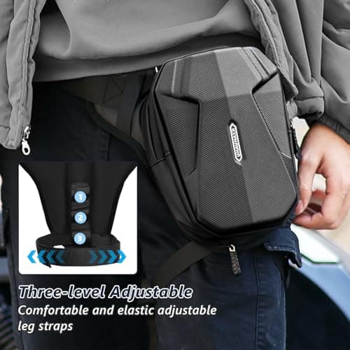 flintronic Leg Bag, Motorcycle Leg Bag, EVA Hardshell Durable Hiking Waist Pack, with Headphone Jack, Waterproof Multi-Function Sports Hip Bag for Men Women Cycling Running Traveling and Fishing — view 5