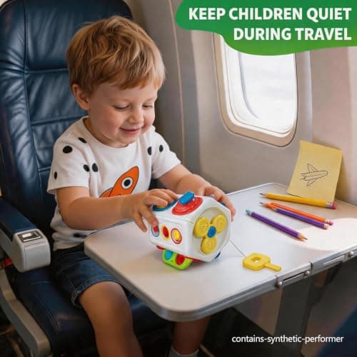 AotBlcer Busy Cube for Toddlers 1 Years Old, Montessori Toys for 1 Year Old for 1 Year Old Boys Girls - Airplane Plane Car Travel Toys for 6 to 18 Months Toddlers Educational Learning Toys — view 5