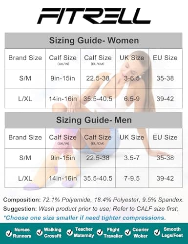 FITRELL 3 Pairs Compression Socks for Women and Men 20-30 mmHg Travel Flight Socks Medical Knee High Socks for Sport, Flying, Carers, Nurse, Pregnant Women, Varicose Veins, Cream, S/M — view 2