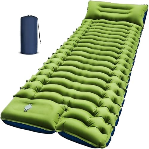 Yuzonc Camping Sleeping Pad, Ultralight Inflatable Camping Mat with Pillow Built-in Foot Pump Portable Inflatable Sleeping Pads Compact for Outdoor Camping, Backpacking, Hiking, Tents
