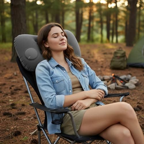 ZeBQrphio Inflatable Pillows for Camping, Camping Pillows for Adults, Inflatable Pillow for Travel, Lightweight Gray Inflatable Travel Pillows with Storage Bag for Outdoor Adventures — view 6