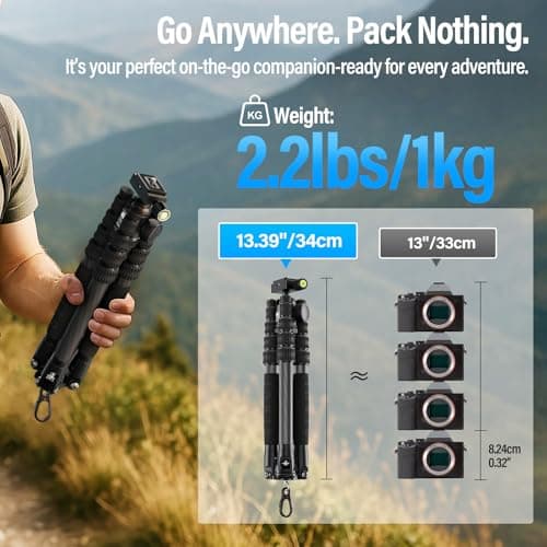 SIRUI AM-5C Carbon fibre Travel Tripod with 360° Ball Head, Compact — view 2