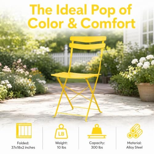 evergoods 3 Piece Gargen Table and Chairs Outdoor Folding Bistro Set — view 3