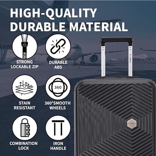 FLYMAX 29" Large Suitcases on 4 Wheels Lightweight Hard Shell Luggage Durable Check in Hold Luggage Built-in 3 Digit Combination Black 106L — view 4