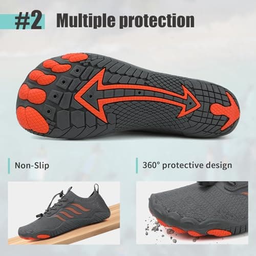 Water Shoes Mens Womens Quick Drying Barefoot Shoes Aqua Swim Beach Shoes for Unisex Pool Boating Surfing Diving Sport Shoes Grey — view 3