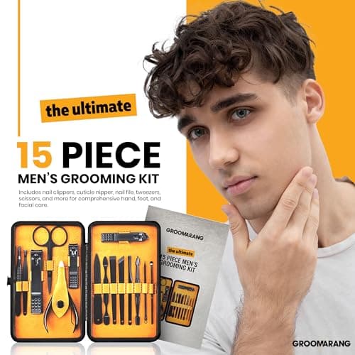 Groomarang 15pc Mens Manicure Kit - Stainless Steel Corrosion Resistant Nail Clipper Grooming Set — view 4