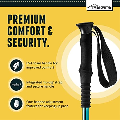 Trekrite Premium Walking Poles Set for Women, Anti Shock Adjustable Hiking Sticks for Ladies, Reliable & Strong Aluminum Trekking Poles with Accessories from a UK Based Company - Teal — view 3