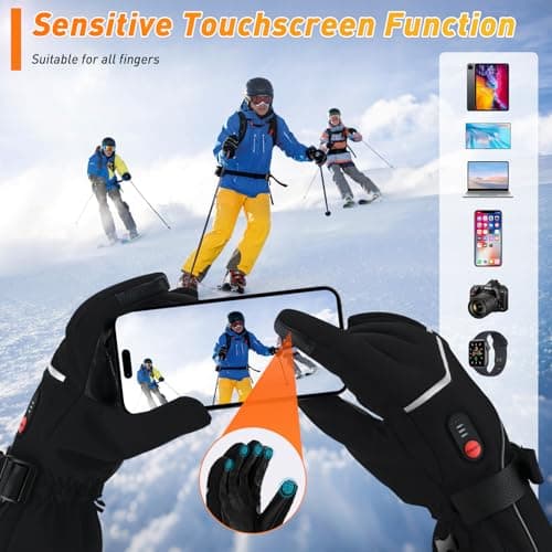 COVVY Heated Gloves for Men Women, 7.4V 3000mAH Rechargeable Battery Touchscreen Ski Heating Gloves, 3 Adjustable Heating Levels, Hand Warmer for Winter Skiing Hunting Cycling Camping (XL) — view 4