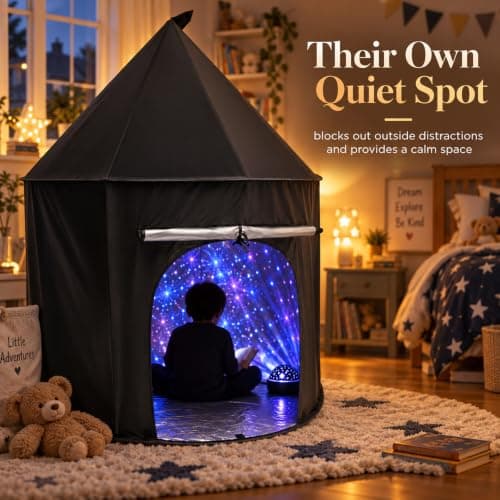 Sensory Tents for Autism Kids, Pop Up Sensory Blackout Tent for Kids, 100x100cm Dark Den Foldable Calm Down Corner Blackout Tent for to Read Play and Relax with Carry Bag — view 3