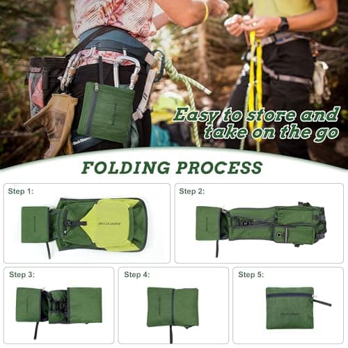 BECOJADDE 15L Hiking Backpack for Men Women Foldable Small Rucksack Lightweight Mini Backpack for Camping Travel Outdoor, Olive Green Yellow — view 6