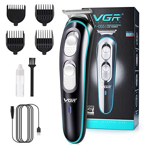 VGR Electric Beard Trimmer for Men, Cordless Hair Clippers, USB Rechargeable Shaver, Low-Noise Stainless Steel T-Blade Hair Cutting Kit, 120-Min Battery for Daily & Travel Use