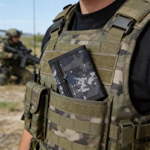 Moineefo 1 Pcs Camouflage Boys Wallet, Camouflage Trifold Wallet with Zip Pocket and Hook, Canvas Outdoor Sports Wallets for Teenagers, for Travel, School and Daily Use — view 4