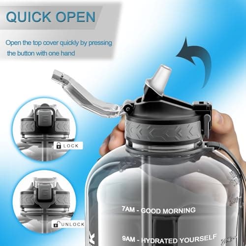 GLEKGLEK 3L Water Bottle with Straw, Time Marker, Large Water Jug, Grey — view 5
