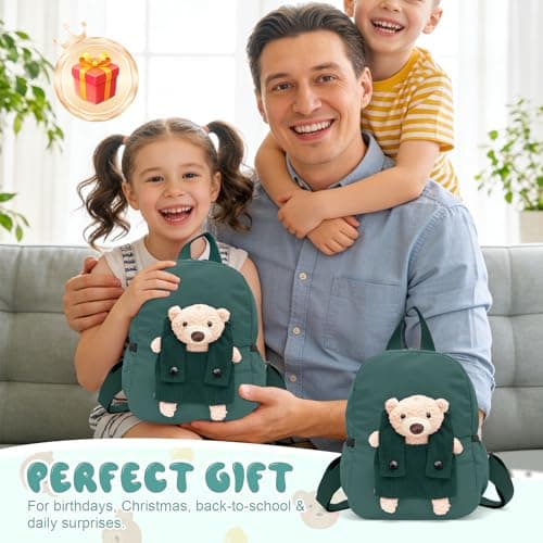 Aucuu Cute Bear Small Toddler School Bag, Toddler Backpack, Kids Backpack for Boys Girls, Mini Children Backpack, Cartoon Preschool Kindergarten Elementary Rucksack for School & Travel (S) — view 6