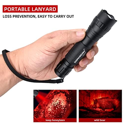 DARKBEAM Red Light Torch Tactical LED Rechargeable Flashlight, Zoomable — view 6