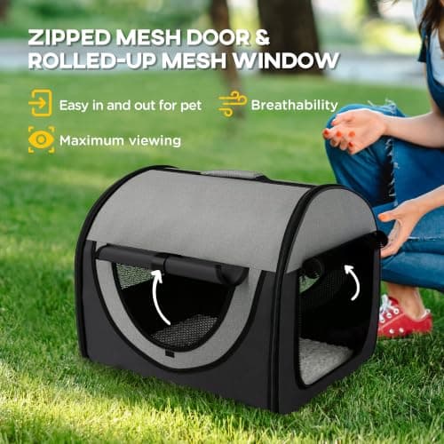 PawHut Foldable Pet Carrier for Miniature Dogs 46L x 36W x 41H cm Black — view 6