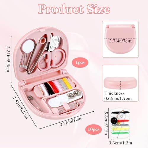 Grevosea Mini Travel Sewing Kit, Heart Shaped Portable Travel Sewing Kit, Small Emergency Pocket Sew with Scissors Needles Emergency Repair for Women Mom Traveler Adults Beginner — view 2