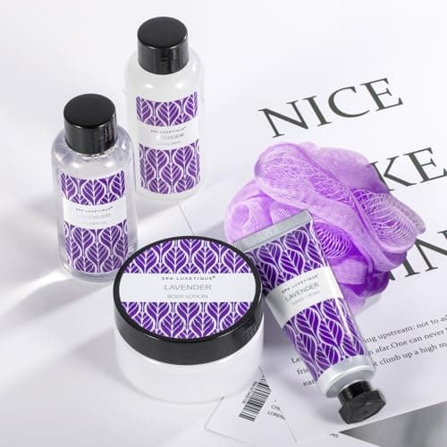 Spa Luxetique Spa Gift Set Women 6pcs Lavender Bath Sets Travel Pamper Box with Hand Cream, Body Lotion, Bubble Bath, Shower Gel, Spa Sets for Women Gifts Mothers Day Christmas Valentine Gifts — view 4