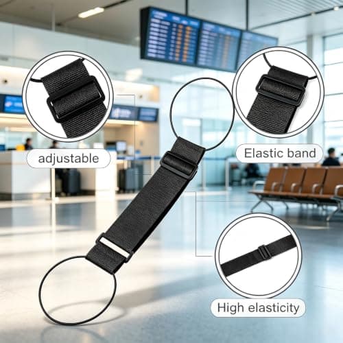 Elastic Fastening Belt for Luggage 4 Pack, Adjustable Suitcase Straps with Quick Release Buckles, Portable Travel Bag Straps in Black Red Orange Green, Elastic Rope Binding Strap for Luggage Bags — view 3