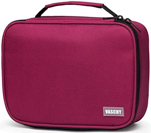 VASCHY Large Pencil Case, Pen Pouch Bag with Detachable Layers for Girls Portable Aesthetic Maker Holder with Big Compartment and Top Handle Desk Organizer for Adult Women College Office Burgundy