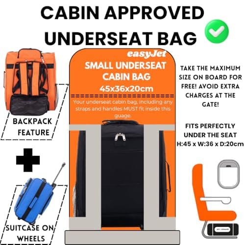 ATX Luggage 45x36x20 Backpack Carry-On Suitcase EasyJet Approved | 2-in-1 Underseat Lightweight Cabin Bag with Wheels | Red — view 2