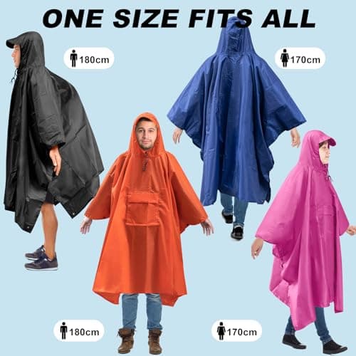 Dr.Fish Waterproof Rain Poncho for Adults, Lightweight Hooded Rain Coat Jacket with Pockets, Breathable Ripstop Rainwear for Hiking Camping Cycling, Packable with Storage Bag Pink — view 6