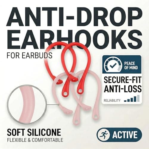 Gaomumu 4PCS Silicone Ear Hooks Wireless Earbuds, Portable Replacement Earphone Holder, Ergonomic Anti-Lost Secure Earphone Loops for Running, Cycling, Gym(Red & Pink) — view 3