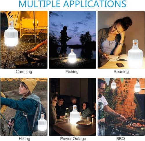 2 Pack 30W Rechargeable LED Camping Tent Bulb Lantern Emergency Light — view 6