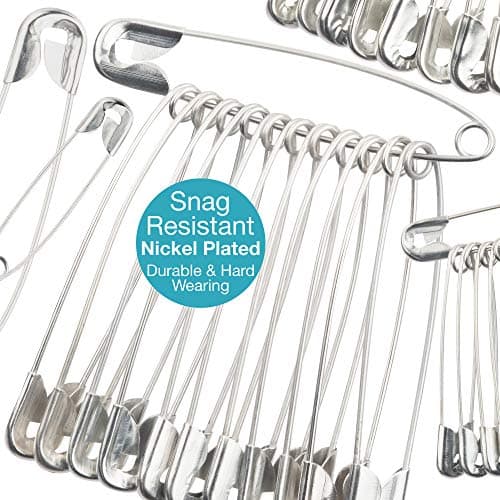 Safety Pins Large 55mm, Pack of 48 - Big Strong Large Safety Pins for Clothes, Crafts, Sewing, Hemming, Dressmaking, Quilting & First Aid Kit - Extra Large Silver Nickel Plated, Running Bibs — view 2