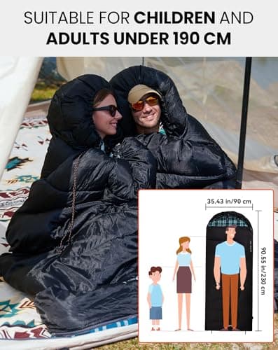 KingCamp Unisex Winter Sleeping Bag, 400 gr - Black R, 230 x 90 cm — view 6