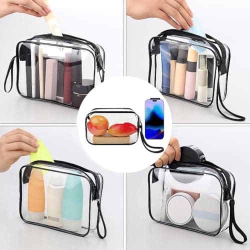 Yuexitech Clear Plastic Bags for Airport Security, TSA Approved Toiletry Bag Quart Size, Clear Travel Bag for Liquids & Cosmetics, Carry-On Flight Essentials Black — view 3