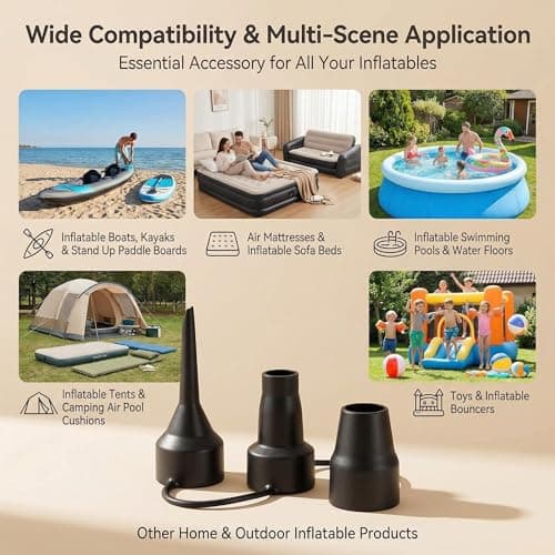 3 IN 1 Air Pump Nozzle Adapter, Universal Inflator Nozzle Replacement Set, Anti-Loss Air Pump Accessories for Inflatable Mattress Pool Boat Kayak Camping — view 4