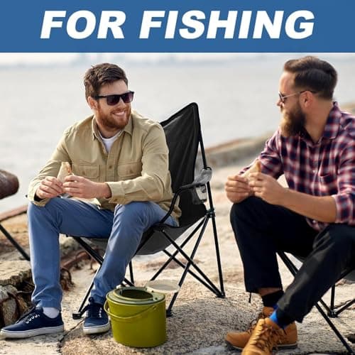 SILKLUMO 2 Pack Folding Camping Chairs, 150KG Heavy-Duty Portable Outdoor Camping Chairs with Carry Bag, Compact & Lightweight Folding Chair, Beach, Picnics, and Outdoor Event (Black) — view 6