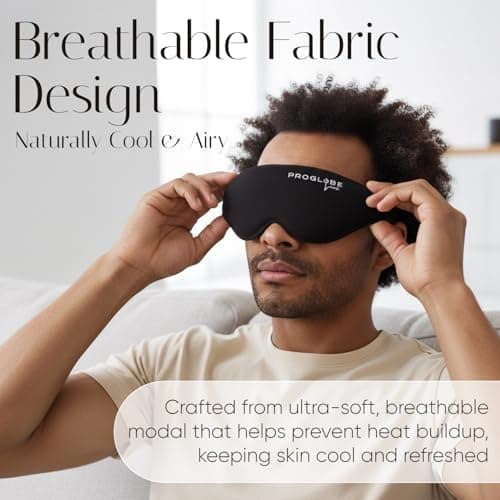 Proglobe Luxe Blackout Sleep Mask, Back and Side Sleepers, Black — view 4