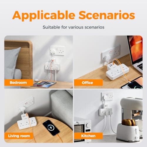 TESSAN Plug Adapter Extension Socket with PD 20W USB C — view 6