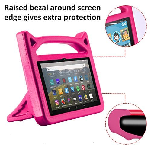Fire HD 8 tablet Case,All-New Fire HD 8 Plus Tablet Case for Kids (12th/10th Generation,2024/2022/2020 Release),DJ&RPPQ Light Weight Shock Proof Handle Friendly Stand Kids Proof Protective Cover-Pink — view 5