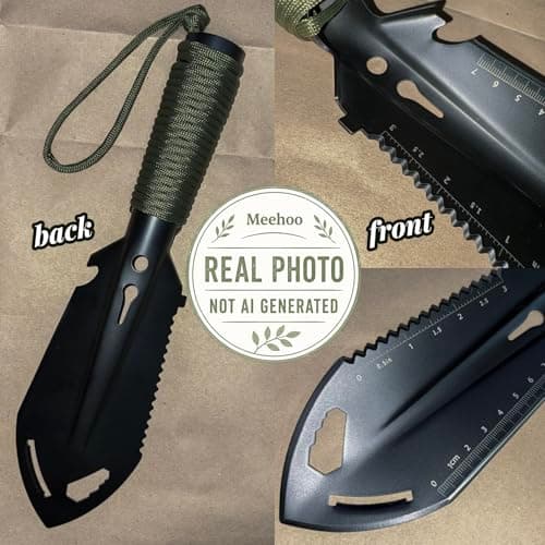 Meehoo Camping Trowel, Carbon Steel 9-in-1 Multi-Tool Bushcraft Shovel — view 5