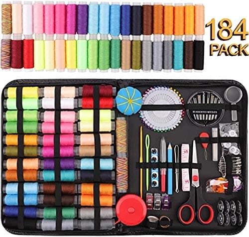 Sewing Kit,184 Pcs Premium Large Sewing Supplies with PU Case,38 XL Thread Spools,Scissors,Thimble,Threader,Needle,Suitable for Traveller,Adults,Kids,Beginner,Emergency,DIY and Home Button Repair Kit — view 2