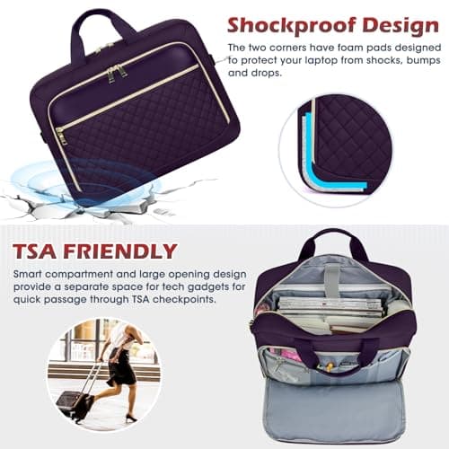 NEWHEY Laptop Bag for Women 17.3 inch Large Briefcase Teacher Work Bag — view 6