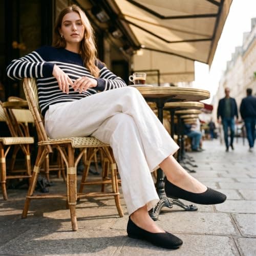 DUUCUB Women's Flats Shoes Women Comfortable Dress Shoes Squared Toe Flats Ballet Mesh Knit Flat Dressy Slip on Business Casual Shoes for Women Black Size 7 — view 5