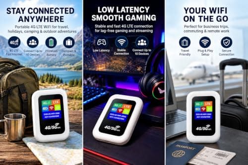Portable 4G LTE Mobile WiFi Router with SIM Slot, Pocket WiFi Hotspot 150Mbps, Portable WiFi Router for Up to 10 Devices, Wireless Internet Router for Camping, Caravan, Holiday & Remote Work — view 3