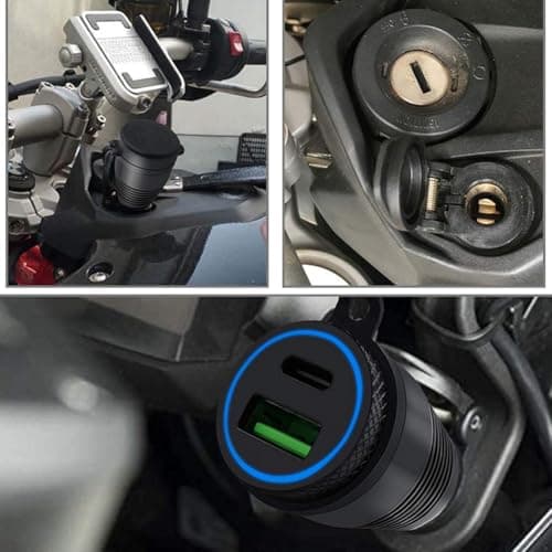 TOBEOME Motorcycle DIN Plug Waterproof Charger to QC3.0 USB Charger & Type C 30W Power Delivery Adapter Socket — view 3