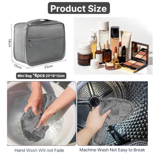 Mini Packing Cubes 6 PCS, 23x18x12CM Same Size Suitcase Organiser Bags, Packing Cubes for Suitcases Mini Set Only (Light Gray, 6 x Mini) — view 2