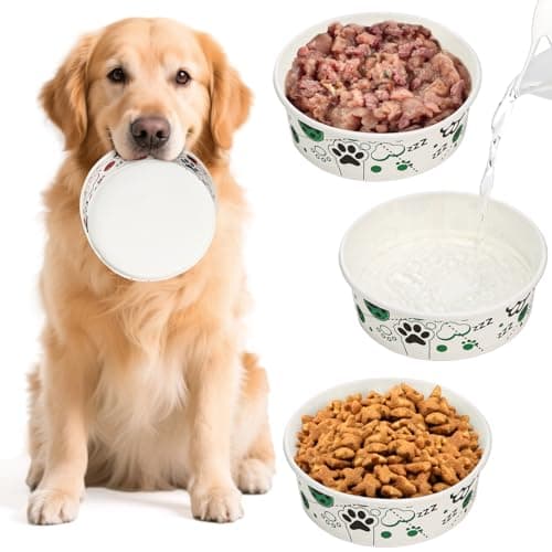 SOUJOY 60 Pcs Disposable Cat Bowls, 16 oz Pet Feeding Bowl, Foot Print Travel Dog Food Bowl for Small Dog Puppy Cat Dry and Wet Pet Food or Water — view 3