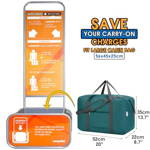 Large Cabin Bag 56x45x25, Weekend Overnight Bag for Women, Holdall Hospital Bag for Women, Travel Duffel Bag Carry on Luggage for Men 40L (Teal) — view 2
